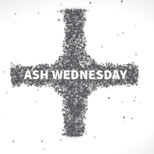 Ash Wednesday Church Welcome Social Media. A cross is formed from ashes.