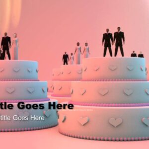 Wedding Cake Equality PowerPoint - slide with text placeholders; background features wedding cakes with couples of different genders and races
