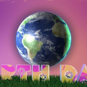 Earth Day Church Graphics - Earth Day image featuring the Earth and a background in groovy Day-glo colors