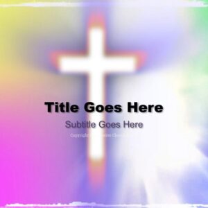 Risen Easter PowerPoint - slide with text placeholders; a colorful, blurry background