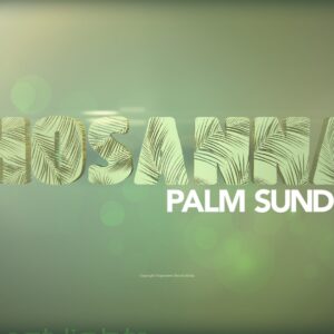 Palm Sunday Video - the word "Hosanna" textured with palm fronds and set against a green background