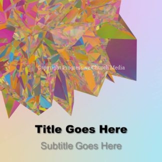 Geometry PowerPoint - slide with text placeholders; background features a abstract geometric shape in many colors