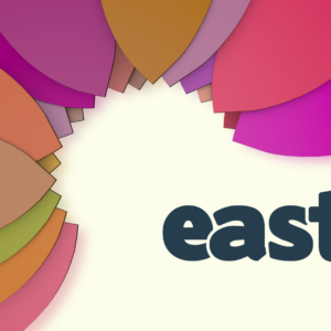 Easter Rainbow Graphics - an arc of color surrounds the word "Easter"