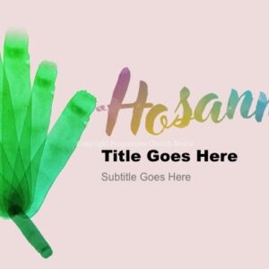 Palm Sunday PowerPoint - green strokes of watercolor form a palm frond with placeholders for text