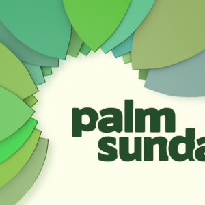 Palm Sunday Sermon Video - an arc of palm fronds with the words "Palm Sunday"