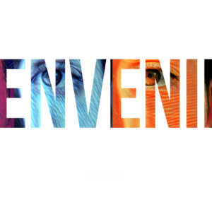 Divine Feminine Welcome Graphics - the word "Bienvenido" filled with stylized images of a woman in varied colors and styles