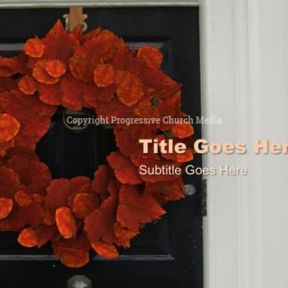 Fall Wreath PowerPoint - slide features a front door with a welcoming fall wreath