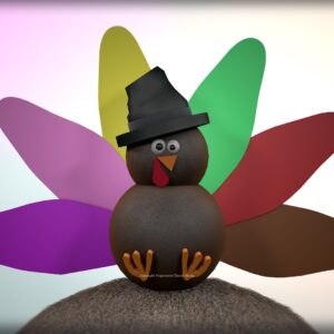 Thanksgiving Turkey Cartoon Video - friendly cartoon turkey wearing a Pilgrim's hat