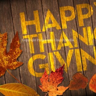 Thanksgiving Worship Graphics - image of a weathered wooden deck with the words "Happy Thanksgiving"