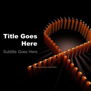 World AIDS Day Worship Service PowerPoint - slide with text placeholders; background features a red ribbon formed by lit candles