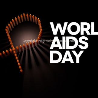 World AIDS Day Worship Service Video - the words "World AIDS Day" next to a red ribbon formed by several lit candles