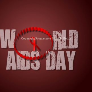 World AIDS Day Worship Video - the words "World AIDS Day" with the O formed by a circle of red ribbons