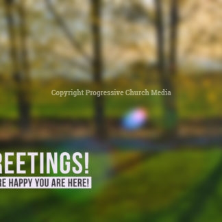 Church Service Welcome Graphics - a forest at sunrise with light coming from behind the trees