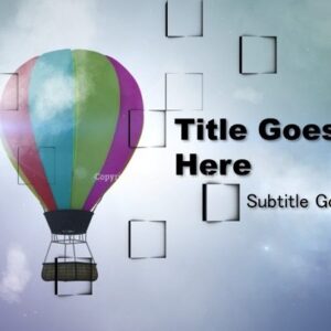 Soar PowerPoint - slide with text placeholders; colorful hot air balloon soars into a vivid blue sky