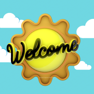 Sunshine Worship Greeting Video - the word "welcome" set against a bright blue sky and sunshine