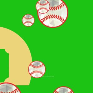 Baseball Motion Background - streams of baseballs fall to the ground against a baseball diamond background