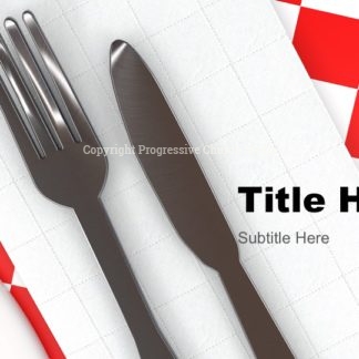 Church Dinner PowerPoint - slide features closeup of a fork, knife and dinner napkin