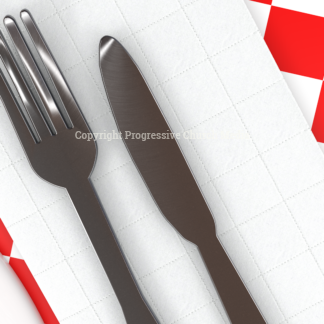 Church Dinner Graphics - closeup of a knife, fork and dinner napkin