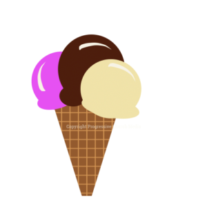 Ice Cream Graphics - an ice cream cone with three scopes of ice cream