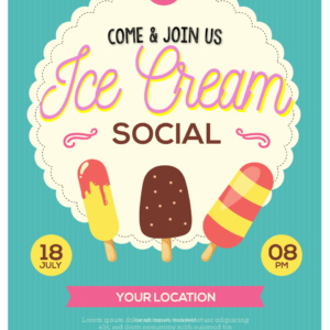 Ice Cream Social Flyer - poster template featuring cold sweet treats
