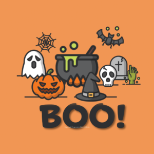 Halloween Icons Video - a collection of Halloween images with the word "Boo!"
