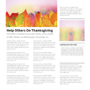 Thanksgiving Greetings Newsletter - newsletter template with text and image placeholders
