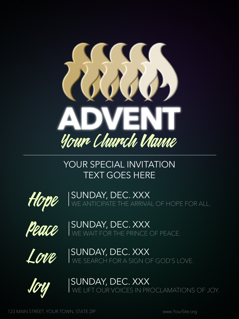Advent Flame Flyer Progressive Church Media