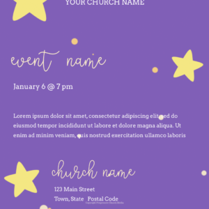 Starry Nights (Stars) Flyer - poster template with a stylized purple sky background