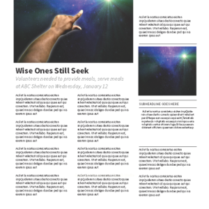 Wise Seek (Epiphany) Newsletter - newsletter template with text and image placeholders