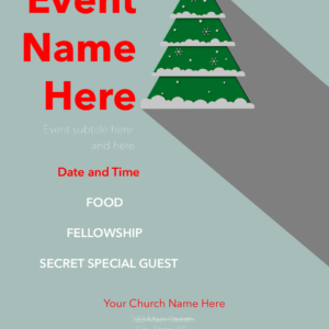 Christmas Tree Shadow Flyer - poster template features a stylized Christmas Tree with a long shadow