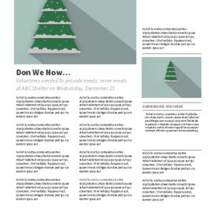 Christmas Tree Shadow Newsletter - newsletter template with text and image placeholders