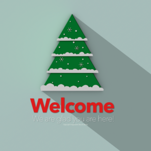 Christmas Tree Shadow Video - the word "Welcome" with a stylized Christmas Tree with a long shadow