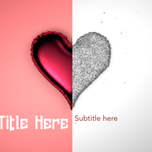 Ash Wednesday Valentines Day PowerPoint - slide with placeholders for text. Split screen with a red Valentine heart on the left and a heart made of ashes on the right