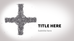 Ash Wednesday Church Welcome PowerPoint - slide with placeholders for title and text, set against a background with a cross made of ashes