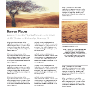 Lent Church Welcome Newsletter - a template with placeholders for headlines and text