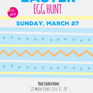 Easter Egg Hunt Flyer - poster template with pastel Easter egg striped background; placeholders for text