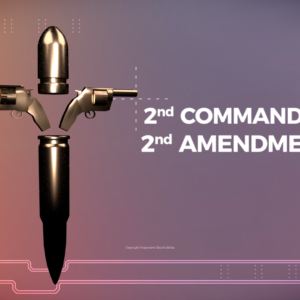 #NeverAgain Bundle - a cross formed of out guns and bullets against a multi-colored background