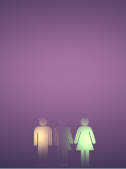 Transformation Sunday Graphics - symbols for male, female and transgender persons against a purple background