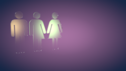 Transformation Sunday Graphics - symbols for male, female and transgender persons against a purple background