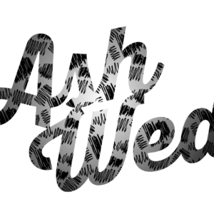 Ash Wednesday Worship Background Graphics - the words "Ash Wed" filled with ashy scribbles