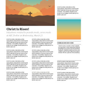 Easter Sunrise Worship Newsletter - newsletter template with placeholders for text and images