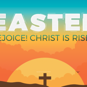 Easter Sunrise Worship Video - a lone cross set against a vibrant, colorful morning sky