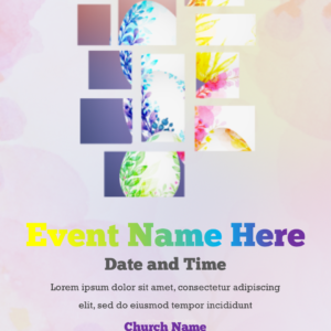 Easter Sunday Greeting Flyer - poster template with text placeholders, easter eggs decorated with floral designs