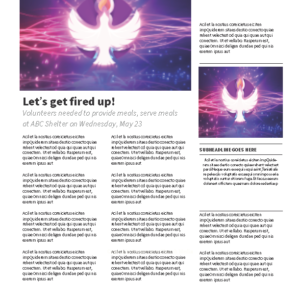 Pentecost Sermon Newsletter - newsletter template with placeholders for text and images