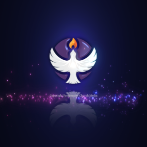 Pentecost Sermon Graphics - streaks of energy and a logo of a white dove and flame