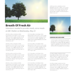 Welcome to Church Spring Newsletter - newsletter template with placeholders for text and images