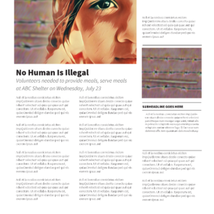 No Human Is Illegal 2 Newsletter - newsletter template with placeholders for text and images