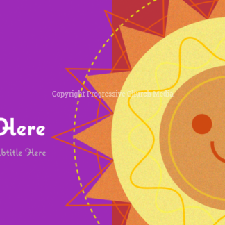 Verano Sol PowerPoint - slide with text placeholders; backgrounds feature a smiling sun in oranges and yellows