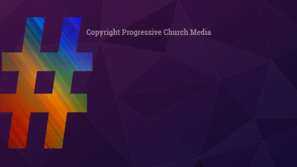 Opt Out Graphics - Large rainbow-colored # against a purple background