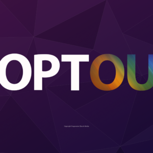 Opt Out Video - the words #OptOUT set against a purple geometric background